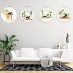 Bonroy 4 Sets Embroidery Set for Beginners, Art Craft, Easy Sewing, Includes Embroidery Clothing, Pattern, Embroidery Hoop, Instruction Manual, Colorful Thread Stitch Set (Cat) - color: Cat
