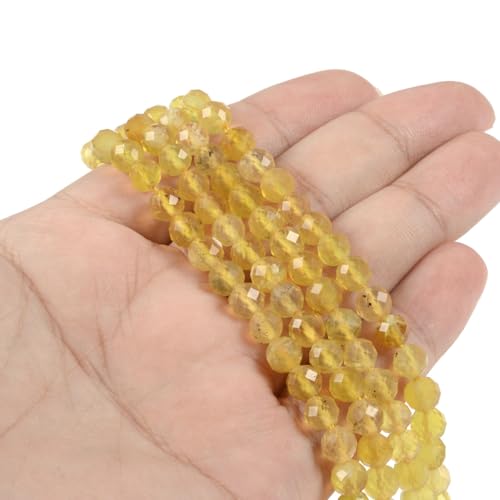 6mm Yellow Opal Faceted Gemstone Round Loose Beads Strand 15.5-16" DIY Jewelry Making - color: Yellow Opal