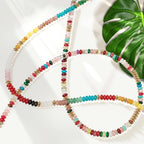 AGOT Beaded Gemstone Necklace for Women: Boho Bead Choker Natural Stone Necklaces - Handmade Jewelry for Summer Beach - color: Colorful