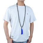Adabele Premium 108 Mala Beads Malas Necklace - Natural Healing Gemstone Tibetan Buddhist Japa Prayer Meditation Reiki Chakra Stone Quartz Rock Women Men Jewelry - style: Lava stone