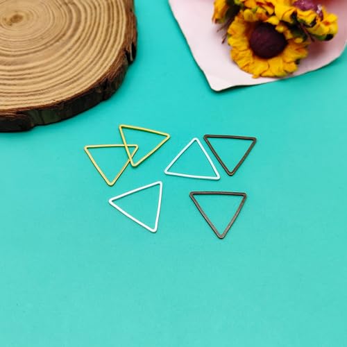 150pcs Beading Hoop Earrings Finding 20mm Triangle Earring Beading Hoops Triangle Linking Rings Earring Hoops Connector Links Earrings Pendant for DIY Earring Making, Necklace Crafts Supplies(3Colors) - color: 150PCS;Gold,Silver,Ancient cyan