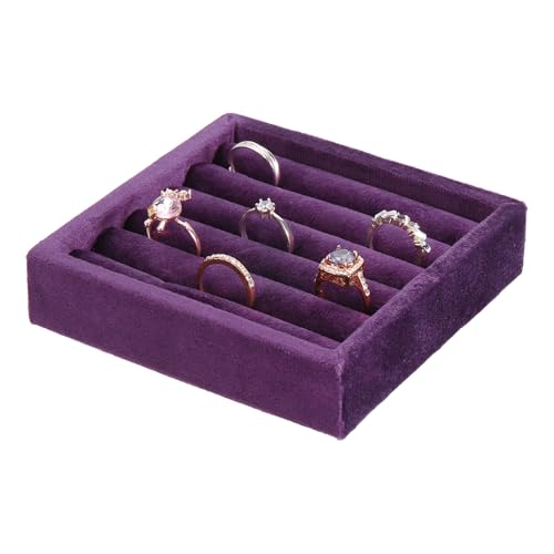 uxcell Stackable Jewelry Storage Tray, Jewelry Tray Drawer Organizer, Small Display Box for Earrings, Necklaces, Rings and Bracelets, Dark Purple - color: Dark Purple