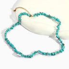 Raw Crystal Necklaces for Women 5-8mm Handmade Natural Stone Necklace Beaded Choker Necklace Healing Crystal Necklace Gemstone Necklace Raw Crystal Beaded Necklace for Her - style: Turquoise