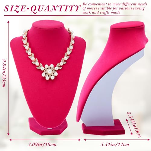 Huquary 6 Pcs Necklace Display Stand Necklace Holder Jewelry Bust Display Stands for Selling Home Store Trade Shows Photography Props Retail(Rose Red,Velvet) - color: Rose Red