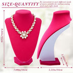 Huquary 6 Pcs Necklace Display Stand Necklace Holder Jewelry Bust Display Stands for Selling Home Store Trade Shows Photography Props Retail(Rose Red,Velvet) - color: Rose Red