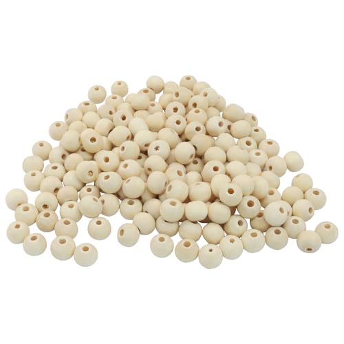 300Pcs Natural Wood Beads, 8mm Small Round Wooden Balls, Unfinished Wooden Beads for Crafts, DIY Jewelry, Dream Catchers - size: 8mm