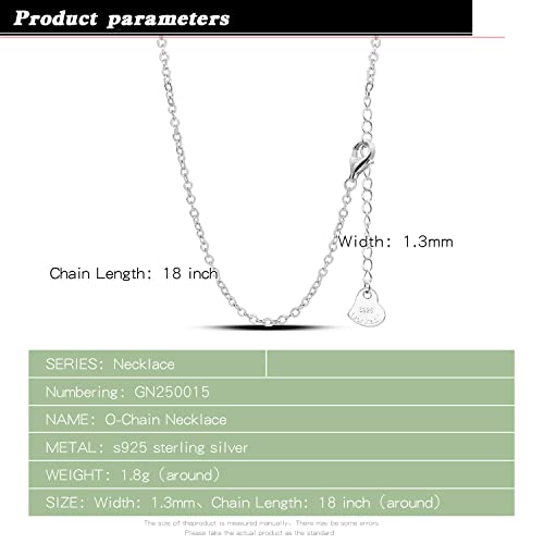 Dankadi Italian 925 Sterling Silver Necklace For Women 0.9mm Box Chain 1.3mm Rolo Chain O-Chain Lobster Claw Clasp - Pendant Chain - 16 "18" 20 "22" 24 "26" Jewelry Gift - color: O - Chain, size: 28 inches