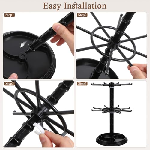 Didiseaon 2layer Rotating Necklace Display Stand for Jewelry Organization Small Accessory Rack for Necklaces Bracelets Keychains and Earrings Stylish Desktop Home Decor