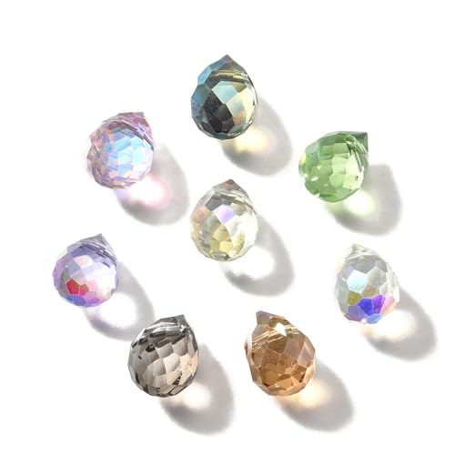 100pcs Mixed Color Glass Teardrop Beads Charms Water Drop Faceted AB Color Plated Beads Top Drilled Sparkly Prisms Chandelier Dangle Charms for DIY Earrings Necklace Bracelet Jewelry Craft 10.5x8mm - color: Mixed Color
