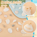 PH PandaHall 72pcs 12 Styles Natural Shell Pendants White Scallop Spiral Cowrie Shell Pendants Natural Seashells Charms Jewelry Charms for Jewelry Making Home Decor Wedding Summer Ocean Beach Party