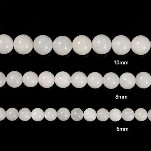 65Pcs 6mm Rainbow Moonstone Natural Round Loose Real Stone Beads Gemstone Genuine for DIY Hand Made Craft Jewelry Bracelet Earring Necklace String Making Energy Healing Power