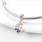 Charm for Bracelets and Necklaces, Heart Animals 925 Sterling Silver Bead Celestial Sun Moon Star Charms Jewelry Gift for Women Girls - color: Rose Gold Moon Star Dangle Charm