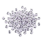 FASHEWELRY 300Pcs Cube White Acrylic Letter Beads 6x6mm Letter E Alphabet Beads for DIY Bracelet Necklace Jewelry Making - color: Letter E, size: 6x6x6mm