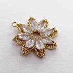 Crystal Zirconia Gold Plated Brass Charms for Jewelry Making Bracelet Necklace Earring Pendant Craft Supplies DIY Accessories - color: FlowerD-Mix-6Pcs