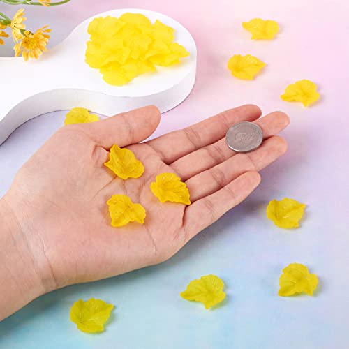 Crafans 100Pcs Frosted Acrylic Leaf Charms Spring Autumn Leaf Pendants Maple Leaves Beads Plant Petal Charms for Jewelry Making (Lawn Green) - color: Lawn Green