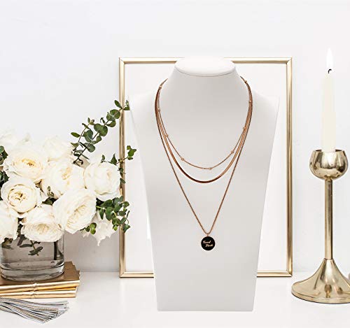 Polmart H3 Necklace Display Bust (White Leatherette, 11 ⅞”H) - color: White Leatherette, size: 11⅞"H