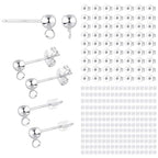50PCS Silver Ball Earring Posts Hypoallergenic Earring Studs Ball Ear Pin with 925 Sterling Silver Post for DIY Jewelry Making Findings - color: B Style-Silver Smooth Ball