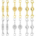 Magnetic Crystal Ball Jewelry Clasps Set, Gold and Silver Plated, Easy-to-Use Connectors with Lobster Closures for Necklaces (12pcs Golden Silvery) - color: 12pcs golden silvery