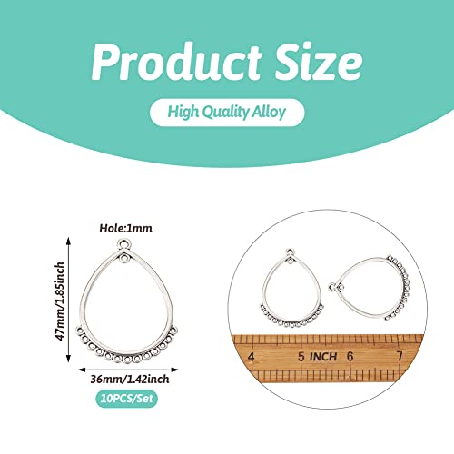 Mega Pet 10pcs Tibetan Style Hollow Drop Charm Links Connector with 15 Holes Antique Silver Dangle Earring Component Connectors 47x36mm for Bracelet Necklace Jewelry Making - color: Antique Silver, Drop