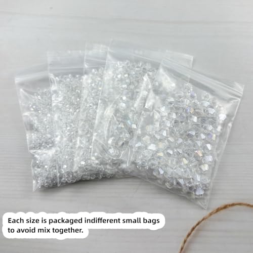 1310pcs Bicone Crystal Glass Beads 2mm 3mm 4mm 6mm 8mm Faceted Crystal Spacer Beads for Bracelets Necklace Pendants Earrings DIY Jewelry Craft Making(Transparent AB) - color: Transparent AB