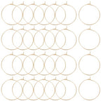 Beebeecraft 1 Box 100Pcs Hoop Earring Findings 30mm 18K Gold Plated 316 Stainless Steel Wine Glass Charms Rings with 0.7mm Pin DIY Earring Beading for Hoop Earrings Making - color: Gold, size: 30mm