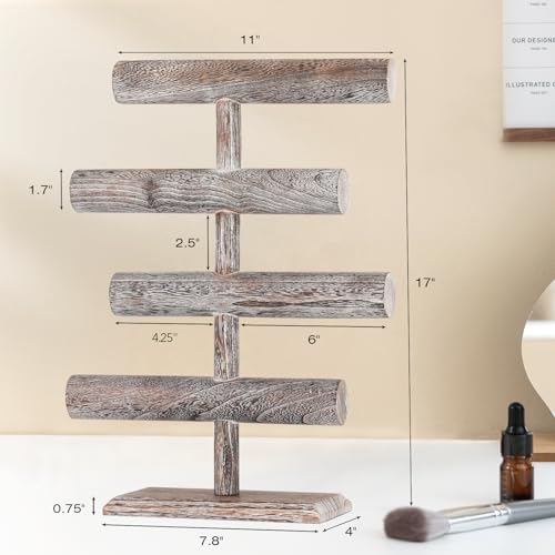 LadyRosian 4 Tier Wooden Display Jewelry Accessory Stand Jewelry Bracelet Holder Bangle Watch Necklace Storage Jewelry Holder Stand Display Organizer, (Antique White-4 layers) - color: Antique White 4-Tier
