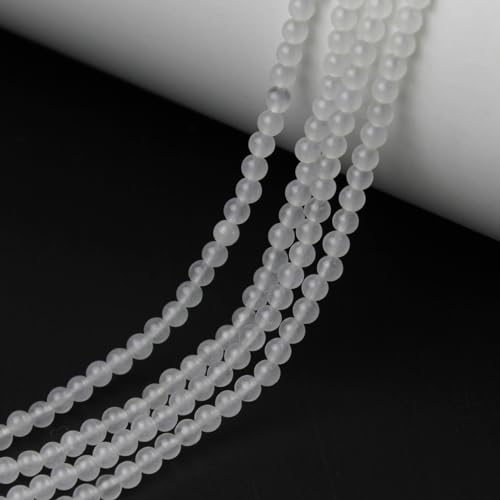 MJDCB 225pcs Natural Small Stone Beads 3mm White Jade Round Smooth Loose Gemstone Bead for Jewelry Making Bracelets Earrings Necklaces Accessories - color: White Jade