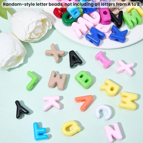 50Pcs Random Styles Letter Shaped Beads Alphabet Acrylic Beads Bulk Plastic Opaque Colorful Cartoon Letter Spacers for Jewelry Making Findings DIY Crafts Gifts Bracelet Earrings Adults - style: Style 6