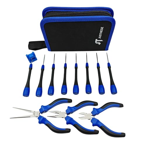 Precision Repair Tool Set, 12-Piece Electronics & Jewelers Repair Kit with Precison Screwdrivers, Mini Pliers, Demagnetizer, Small Tool Kit for PC, Laptop, Phone Repair, Includes Compact Storage Pouch