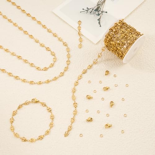 YOUBEIYEE 4 Meters Jewelry Making Chains Bulk Gold Plated Stainless Steel Crown Chain for Women Necklace Bracelet DIY - color: Crown Gold