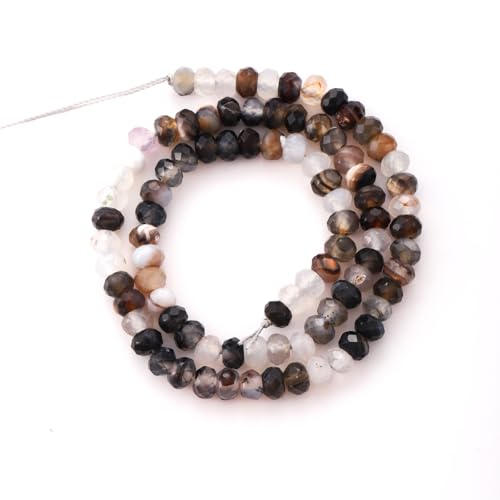 Faceted 4x6mm Natural Coffee Agate Stone Rondelle Spacer Gemstone Beads Loose Semi Gemstone Beads for Jewelry Making - color: Coffee Agate