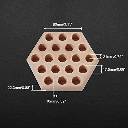 Wooden Pliers Organizer - Hexagon Pliers Rack with 19 Holes - Beech Wood - Brown - 5 x 5 x 0.88 inches - Indoor Use - Tabletop Mounting - No Assembly Required - style: Hexagon