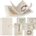 Travel Jewelry Organizer Case,Small Jewelry Bags Jewelry Storage Book Ring Binder with Clear Zipper Velvet Pouch for Traveling - color: Beige