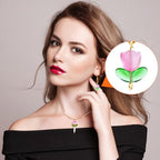 PAGOW 60 Pcs Tulip Flower Glass Beads, Glass Translucent Bracelet Beads, Colorful Handcrafted Crystal Loose Glass Beads for Spring Summer Valentines Wedding DIY Jewelry Making - color: Tulip Beads (Glass) -3 Colors