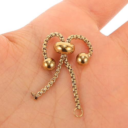 Tofficu Adjustable Slider Bracelet Extension Chains with Ball Ends 2 Inch Gold Plated Stainless Steel Push and Pull Clasp for DIY Jewelry Making and Custom Fit
