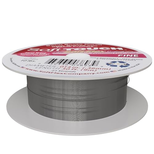 Soft Flex 21 Strand Stringing Wire - Flexible Braided - Fine 0.14 Diameter - Jewelry Making Bead Wire - Satin Silver - style: 30 Feet