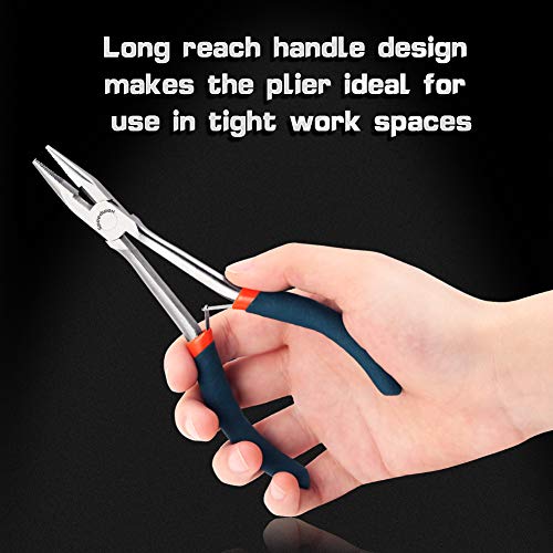 SPEEDWOX Long Nose Pliers Long Reach 6 Inch Mini Wire Cutter Side Cutting Fine Pliers for Hard to Reach Confined Areas Serrated Jaws High Leverage Reduce Efforts Jewelry Making Tools - style: Long Nose Pliers