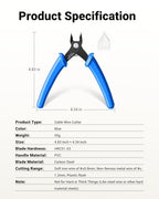 VCELINK Small Wire Cutter Spring-loaded GJ706BL, Precision Flush Cutter Pliers Diagonal Cutters for Electronics, Jewelry Making, Model Craft and 3D Printer, 5-Inch - color: Blue