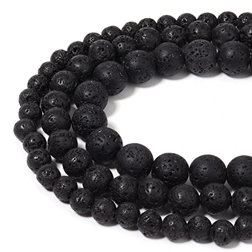 35pcs 10mm Natural Stone Beads Black Lava Beads Energy Crystal Healing Power Gemstone for Jewelry Making, DIY Bracelet Necklace - color: Black Lava, size: 10mm