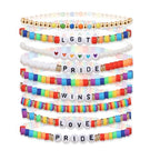 12pcs Halloween Heishi Beaded Bracelets for Women-Spooky Ghost & Pumpkin Party Favors Boho Stackable Polymer Clay Bead- Stretch Friendship Bracelet Set - style: LGBTQ 1-9pcs