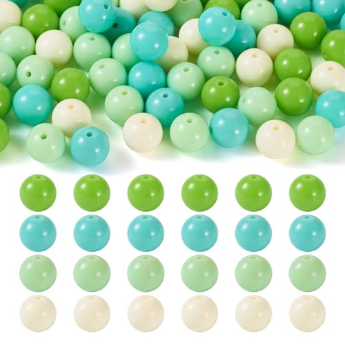 100 Pcs 11.5-12mm Bubblegum Beads Opaque Acrylic Chunky Loose Spacer Round Focal Beads for Jewelry Making Bracelet Necklace Keychain Craft Art Making,Hole:1.8mm,Lawn Green - color: Lawn Green