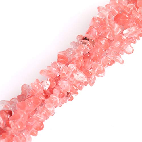 HAAMIIQII 5-8mm Cherry Quartz Crystal Chips Irregular Chip Stones Loose Gemstone Energy Healing Beads for Jewelry Making Strand 30 Inch - color: Cherry Quartz