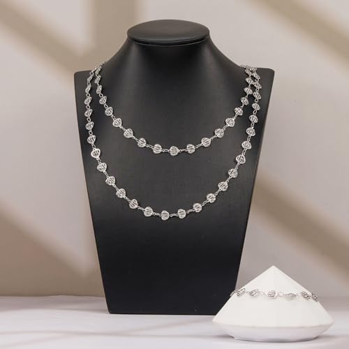 YOUBEIYEE 13 Feet Stainless Steel Silver Chain for Jewelry Making Hollow Heart Link Chain for Women Necklace DIY Chains Bulk - color: Heart Silver