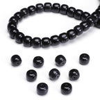 BEADIA Natural Black Onyx Flat Cut Round Drum Stone 8mmx7mm Loose Semi Gemstone Beads for Jewelry Making 38cm - color: Black Onyx