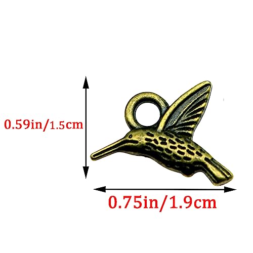 50PCS Small Hummingbird Charms Alloy Mini Hummingbird Charms 3D Animal Alloy Hummingbird Enamel Pendants for Earring Necklace Bracelet Keychain Jewelry Craft Making - color: Bronze