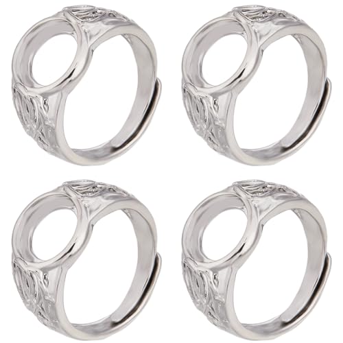 SUNNYCLUE 1 Box 8Pcs Pad Ring Settings Platinum Color Brass Adjustable Ring Blanks Finger Ring Base Rings Components Finger Ring Pad Bezels for Jewelry Making Kits Fit for 10mm Gemstones Cabochons - style: Ring 3
