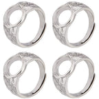 SUNNYCLUE 1 Box 8Pcs Pad Ring Settings Platinum Color Brass Adjustable Ring Blanks Finger Ring Base Rings Components Finger Ring Pad Bezels for Jewelry Making Kits Fit for 10mm Gemstones Cabochons - style: Ring 3