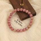 Crystal Vibe 8mm Beaded Bracelets For Women Men - Healing Crystal Bracelet - Adjustable Size - color: rhodochrosite