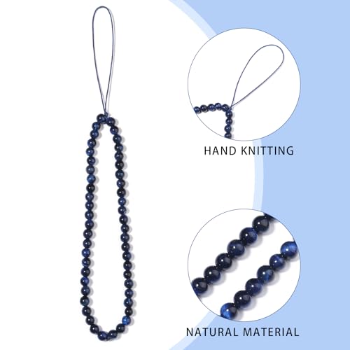 Semi-Precious Gem Stones Beaded Phone Charm Cell Phone Lanyard Wrist Strap Handmade Natural Gemstone Phone Chain string - color: Qingjin Tiger