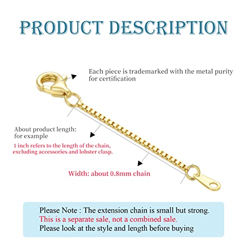 14k Gold 0.5"/1"/1.5"/2"/3" Necklace Bracelet Extender Chain, Necklace Extender Gold 14k, Durable Removable Gold Chain Extender, Gold Extension Chain for Necklace Anklet - color: style 3(Yellow)-Lobster Clasp, size: 2inch